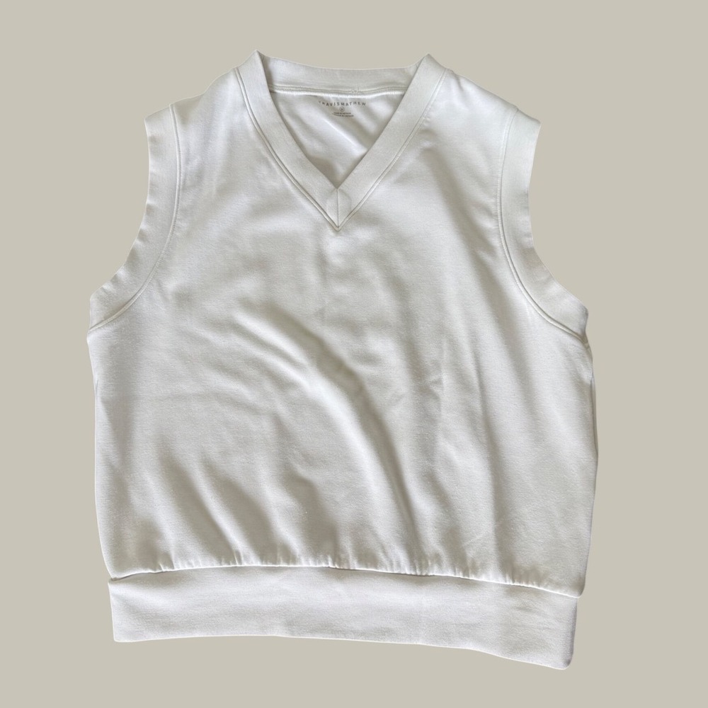 TravisMathew White V-Neck Sweater Vest Viscose Blend Womens Size Medium Golf